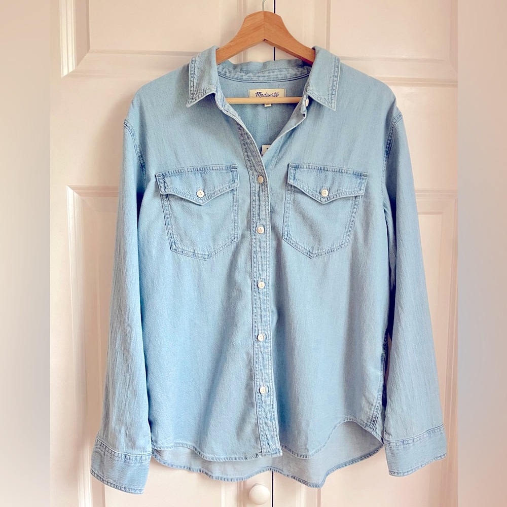 Madewell Denim Western Button-Up Shirt in Landrea Wash Medium NWT